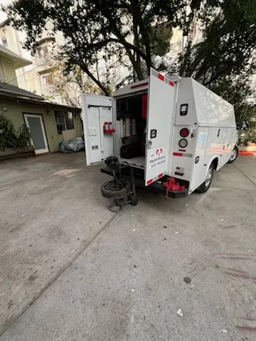 Magnet Plumbing service vehicle on-site for Water Heater Repair in Daytona Beach Shores